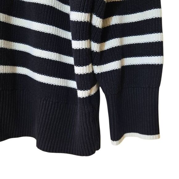 Lands End Drifter Cotton Quarter Zip Pullover Sweater 2X Nautical Coastal Stripe - Picture 5 of 7